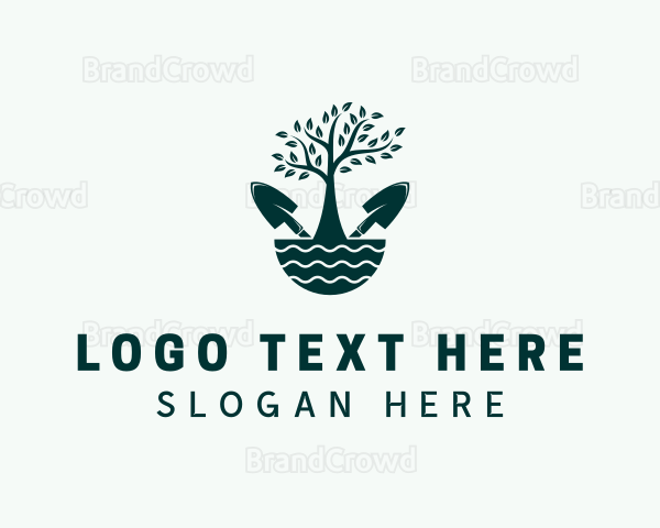 Tree Landscaping Trowel Logo