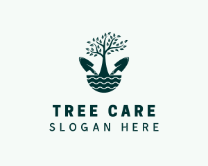 Tree Landscaping Trowel logo design