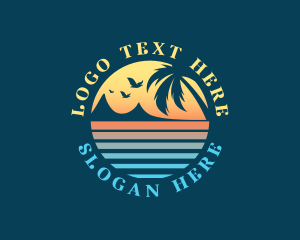 Tree - Tropical Island Ocean logo design