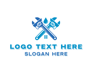 Pipe - Plumbing Droplet Wrench logo design