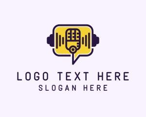 Message - Microphone Chat Podcast logo design