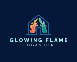 House Fire Ice Temperature logo design