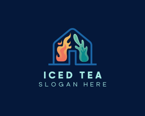 House Fire Ice Temperature logo design