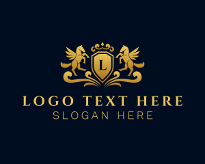 Liquor - Ornate Shield Pegasus logo design