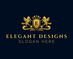 Ornate - Ornate Shield Pegasus logo design