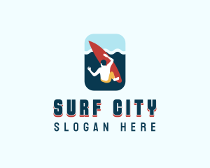 Sea Surfing Surfer logo design