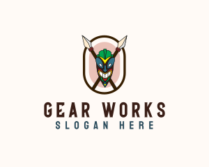 Spear Tribal Tiki  logo design