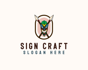 Spear Tribal Tiki  logo design