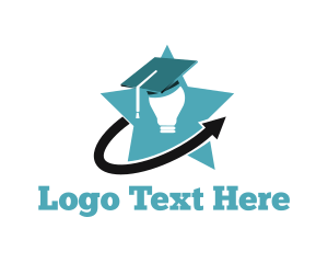 Online Learning - Star Light Bulb Graduation logo design