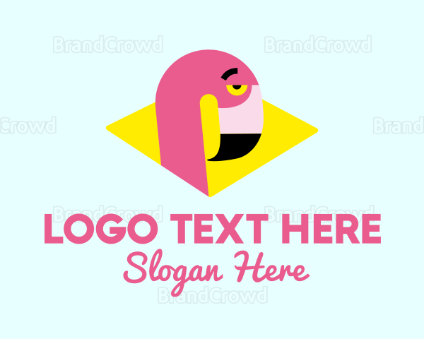 Pink Flamingo Bird Logo