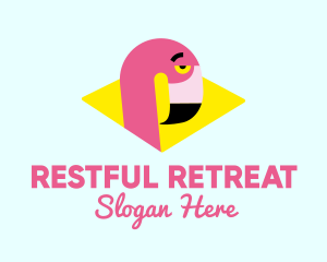 Tired - Pink Flamingo Bird logo design