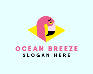 Miami - Pink Flamingo Bird logo design