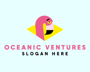 Pink Flamingo Bird logo design