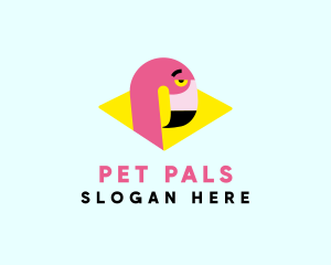 Pink Flamingo Bird logo design