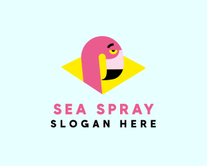 Pink Flamingo Bird logo design