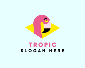 Pink Flamingo Bird logo design