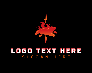 Steak - Pork Barbecue Flame logo design