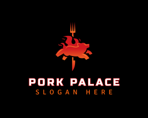 Pork - Pork Barbecue Flame logo design