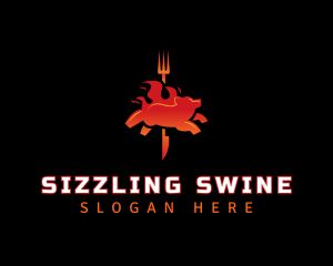 Pork - Pork Barbecue Flame logo design