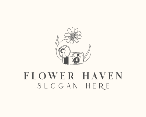 Camera Photography Flower logo design