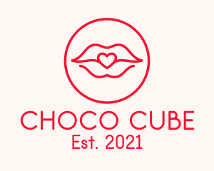 Romantic - Heart Lips Badge logo design