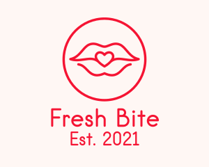Mouth - Heart Lips Badge logo design