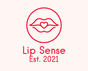 Heart Lips Badge logo design