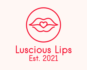 Lips - Heart Lips Badge logo design