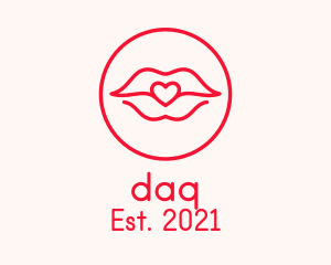 Kissable - Heart Lips Badge logo design