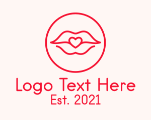 Lipstick - Heart Lips Badge logo design