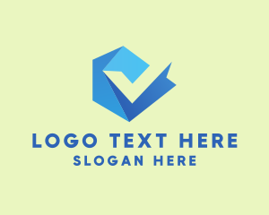 Heptagon - Blue Professional Letter V logo design