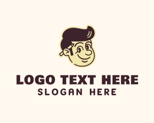 Illustration - Pencil Guy Head logo design