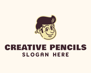 Pencil Guy Head logo design