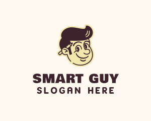 Pencil Guy Head logo design