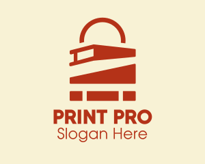 Printer - Orange Books Lock logo design