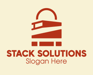 Stack - Orange Books Lock logo design