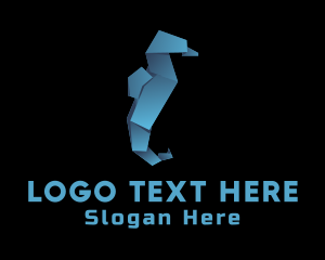 Origami - Blue Seahorse Origami logo design