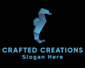 Blue Seahorse Origami logo design