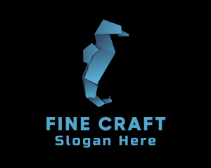 Blue Seahorse Origami logo design