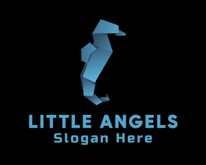 Modern - Blue Seahorse Origami logo design