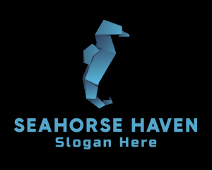 Seahorse - Blue Seahorse Origami logo design
