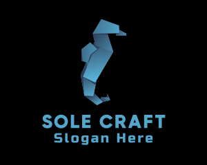 Blue Seahorse Origami logo design