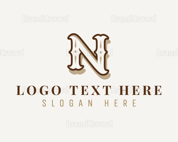 Retro Antique Boutique Letter N Logo