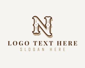 Bookstore - Retro Antique Boutique Letter N logo design