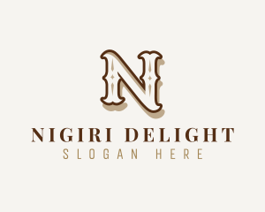 Retro Antique Boutique Letter N logo design