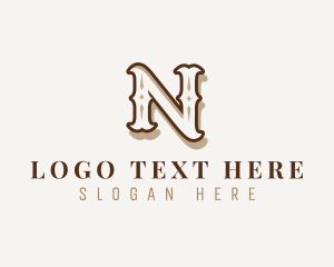 Restaurant - Retro Antique Boutique Letter N logo design