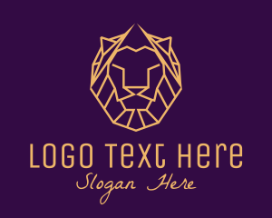 Red Eyes - Golden Minimalist Lion logo design