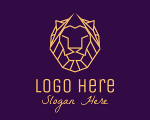 Power - Golden Minimalist Lion logo design