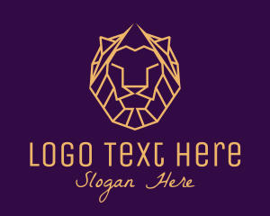 Lion Mane - Golden Minimalist Lion logo design