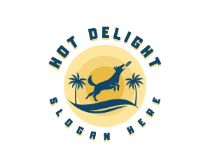 Beach Dog Frisbee logo design